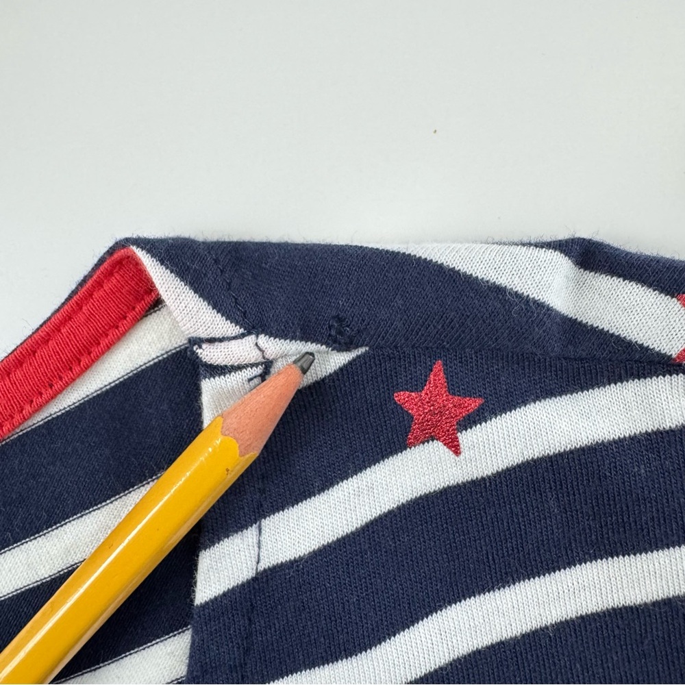 Boden T Shirt Women 16 / 18 Blue White Striped Red Stars Long Sleeve Cotton READ - Picture 11 of 16